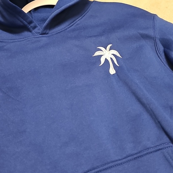 Nwot Royal Blue Palm Tree Graphic Hoodie #18 - Picture 3 of 4